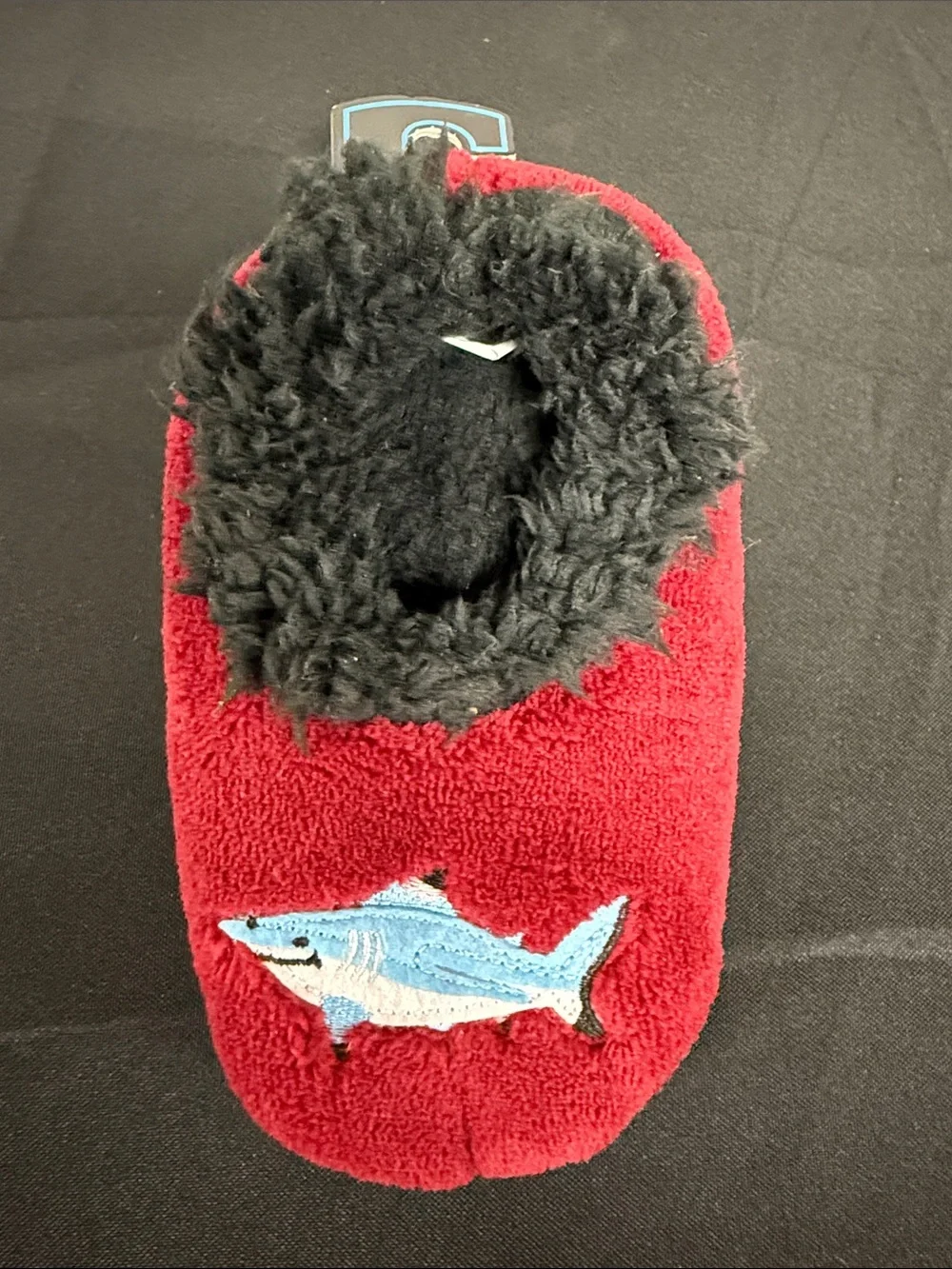 Snoozies! Toddlers Red Plush Slippers with Black Fleece Lining